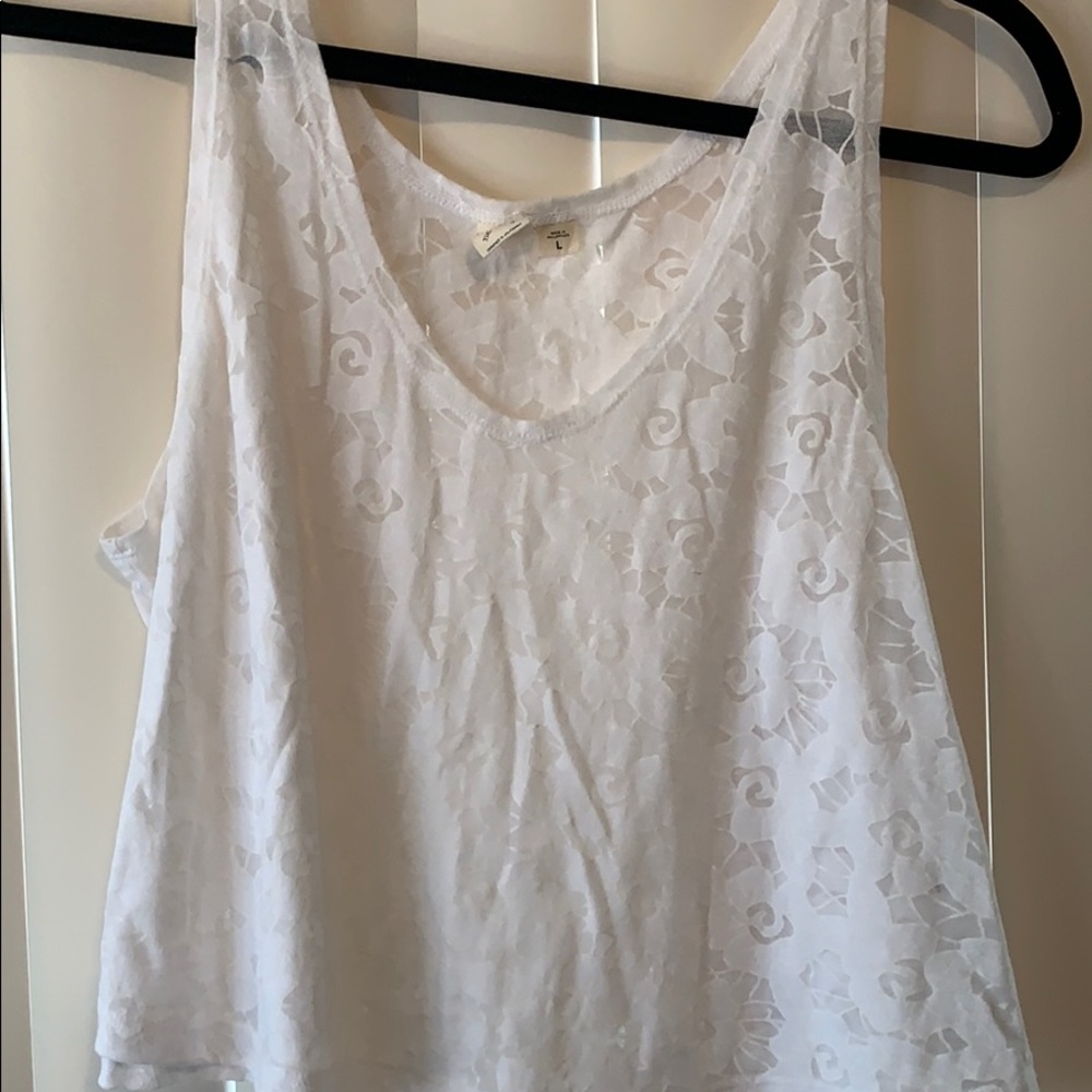 Lace Floral white Crop Tank